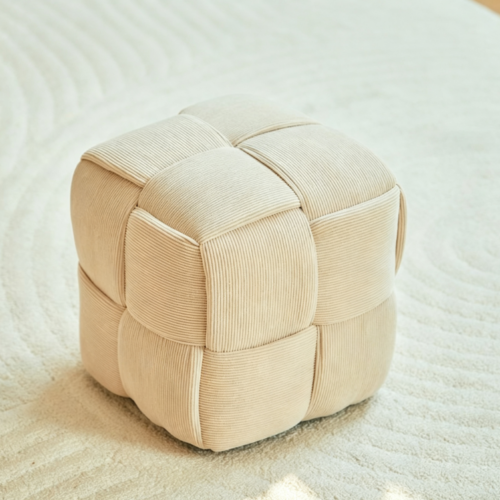 Woven Cube Ottoman Stool - Living room furniture - QONKA HOME