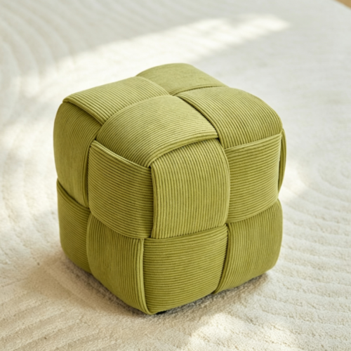 Woven Cube Ottoman Stool - Living room furniture - QONKA HOME