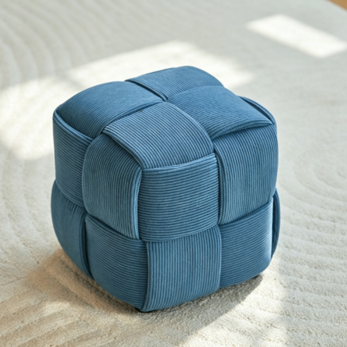 Woven Cube Ottoman Stool - Living room furniture - QONKA HOME