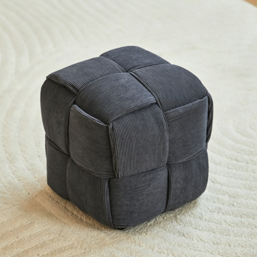 Woven Cube Ottoman Stool - Living room furniture - QONKA HOME