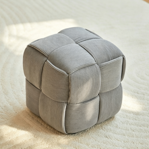 Woven Cube Ottoman Stool - Living room furniture - QONKA HOME