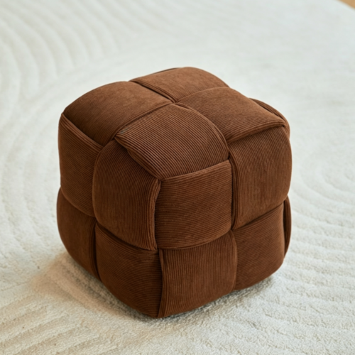 Woven Cube Ottoman Stool - Living room furniture - QONKA HOME