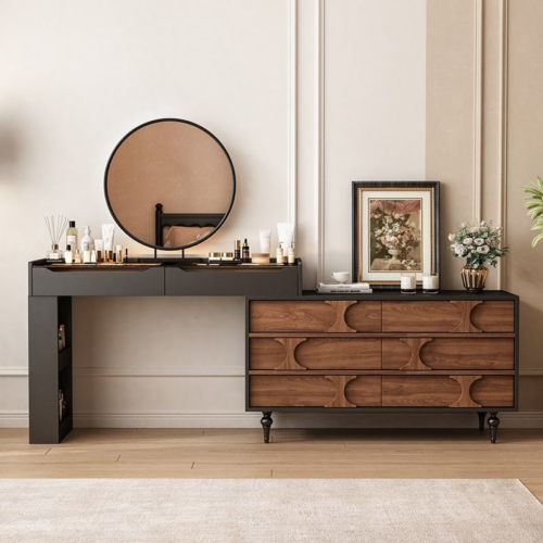 Retro Combined Makeup Vanity Table - Bedroom furniture - QONKA HOME