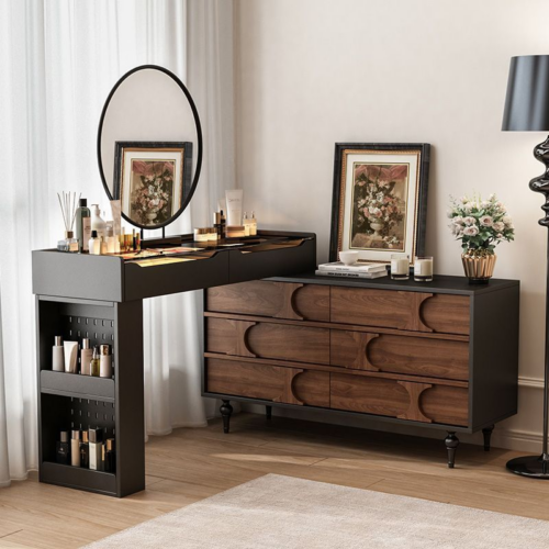 Retro Combined Makeup Vanity Table - Bedroom furniture - QONKA HOME
