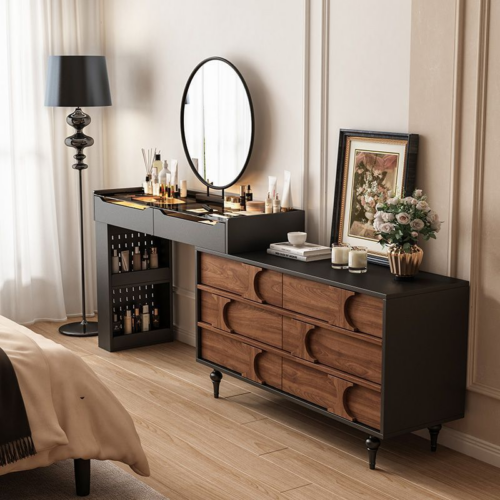 Retro Combined Makeup Vanity Table - Bedroom furniture - QONKA HOME