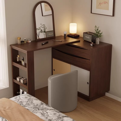 Retractable Corner Makeup Vanity Table - Bedroom furniture - QONKA HOME