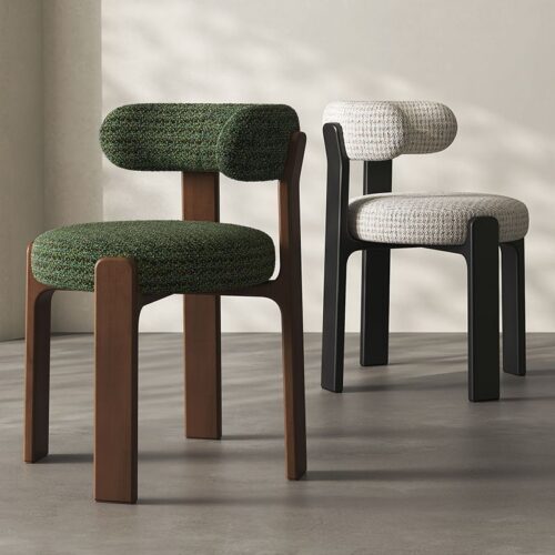 Nordic Hug‑Style Solid Wood Dining Chair Wraparound Back Upholstered Side Chair Optional Chenille Fabric Or PU Leather -...