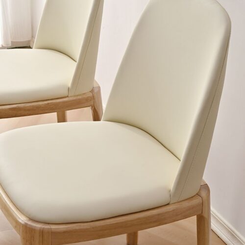 Nordic Style Solid Wood Dining Chair PU Leather Upholstered Armless Side Chair Ergonomic High Back Dinner Chair - Solid wo...