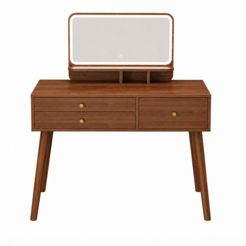 Wooden Makeup Vanity Table with LED Flip Mirror - Bedroom furniture - QONKA HOME