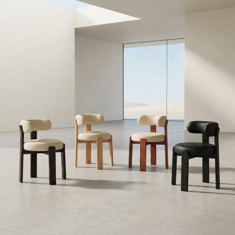 Nordic Style Solid Wood Dining Chair Textured Fabric Upholstered Armless Side Chair Modern Accent Dinner Chair For Home Re...