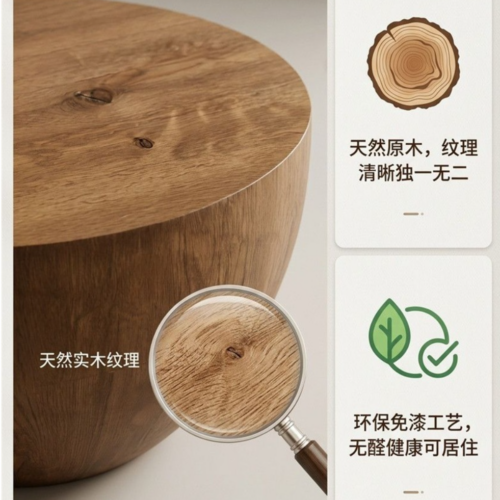 Modern Bowl Shaped Solid Wood Coffee Table, Wabi‑Sabi Style Round Wooden Center Table  Custom size and color - Bedside t...