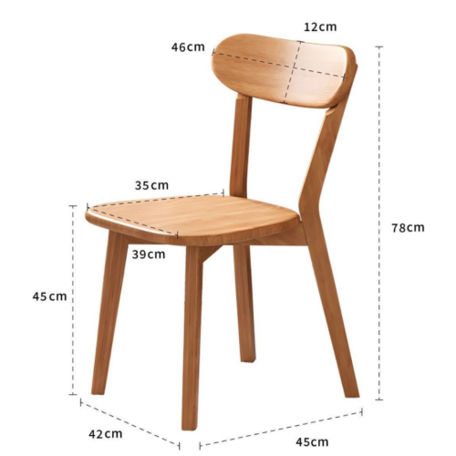 Solid Rubberwood Curved Back Dining Chair, Mid-century Vintage Full Solid Wood Dining Chair For Home & Cafe - Solid w...