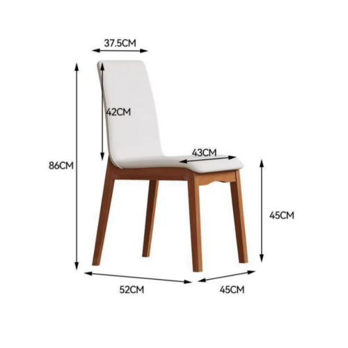 Italian Minimalist Solid Wood Frame Pu Leather Upholstered Dining Chair Modern Simple Armless Dining Side Chair - Solid wo...