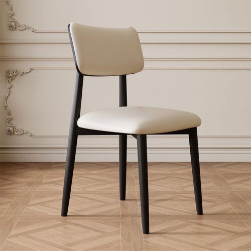 Vintage Printed Fabric Dining Chair, Solid Wood Legs Upholstered Side Chair  with Cat scratch leather& Lambswool - So...