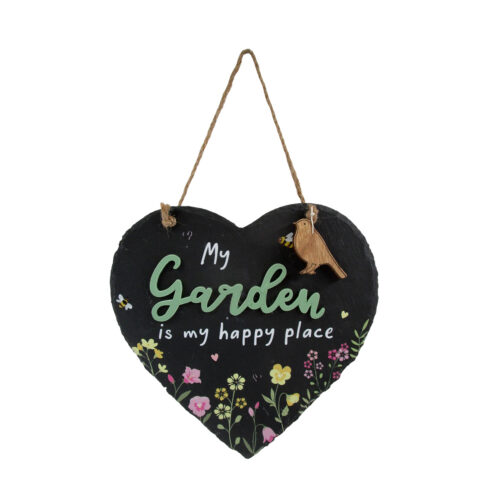 Herzförmiges Schieferschild – Mein Garten ist mein Glücksort</trp-post-containe...