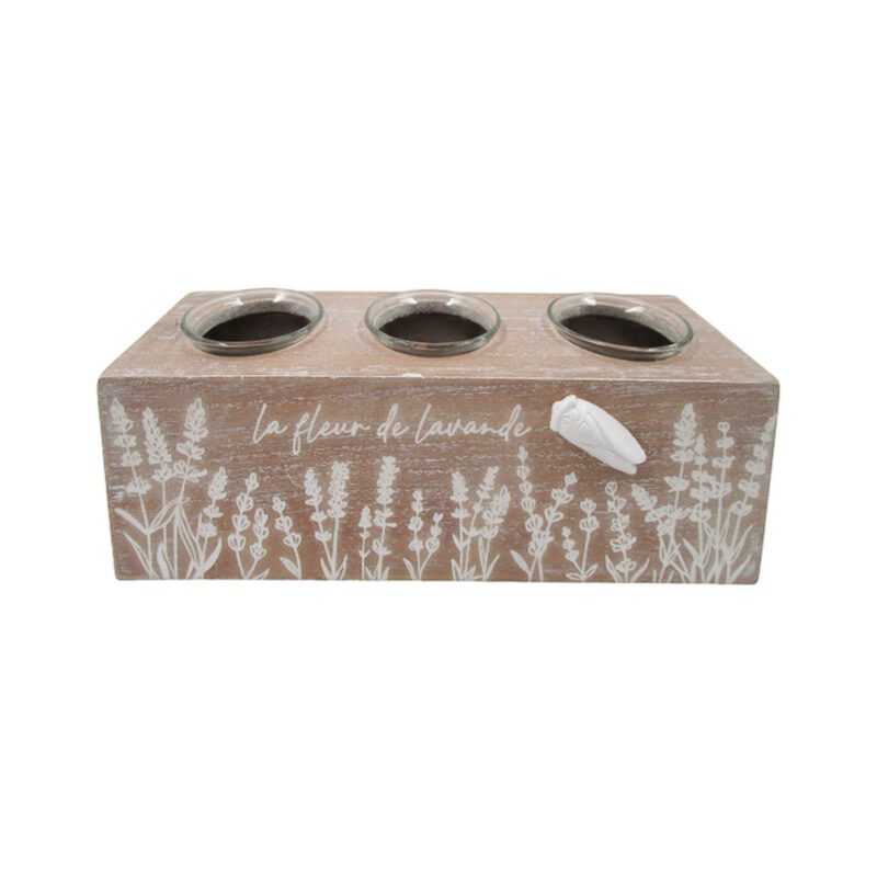 Teelichthalter aus Holz im Used-Look mit drei Bechern – K...