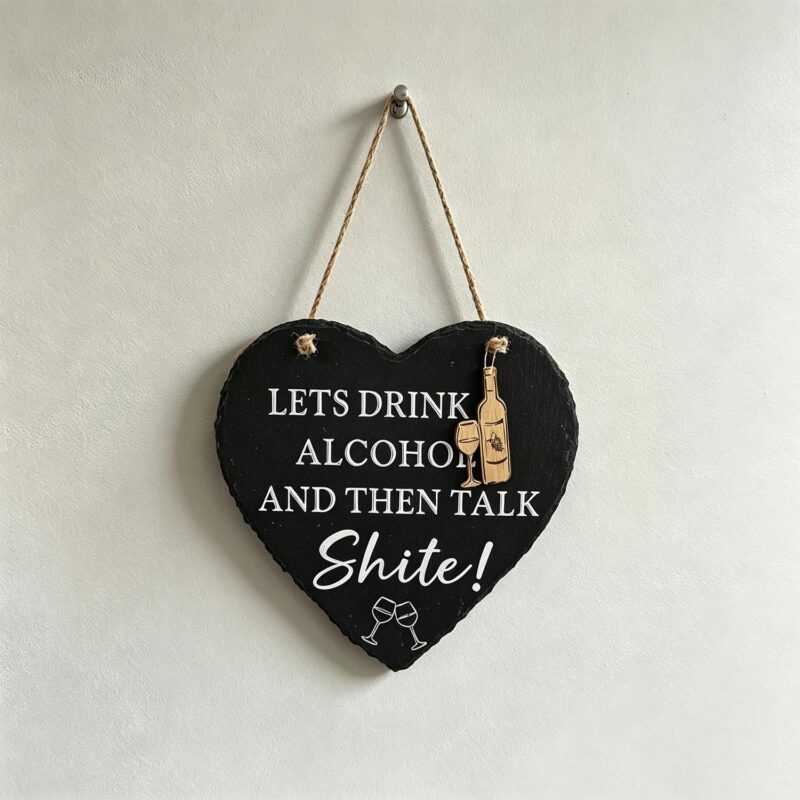 Heart‑Shaped Slate Hanging Plaque - Kitchen & Dinin...