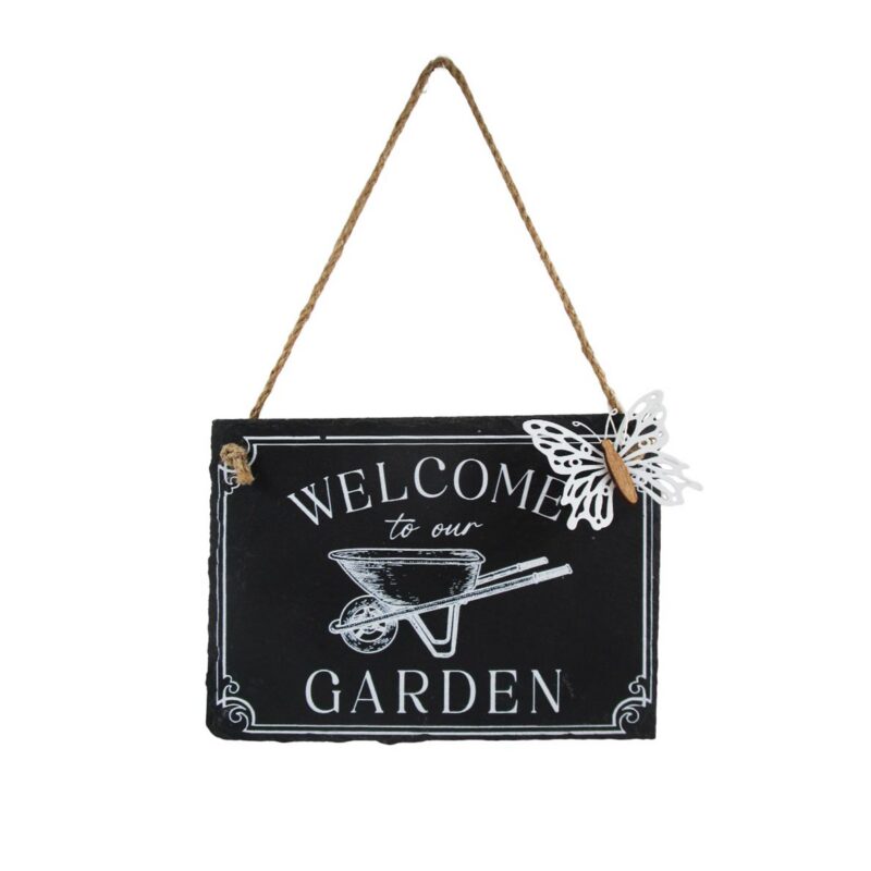 Plaque murale suspendue en ardoise - Décoration de jardin - life-deco.com