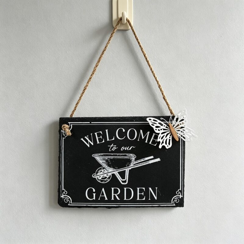 Plaque murale suspendue en ardoise - Décoration de jardin - life-deco.com