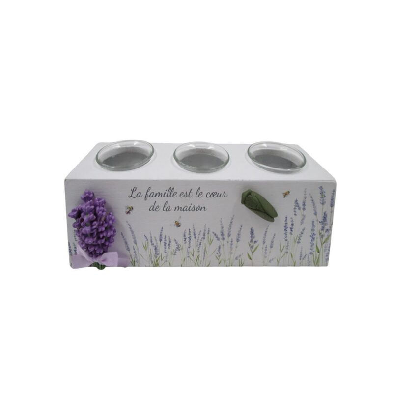 Triple‑cup Wooden Tealight Holder - Kitchen & Dinin...