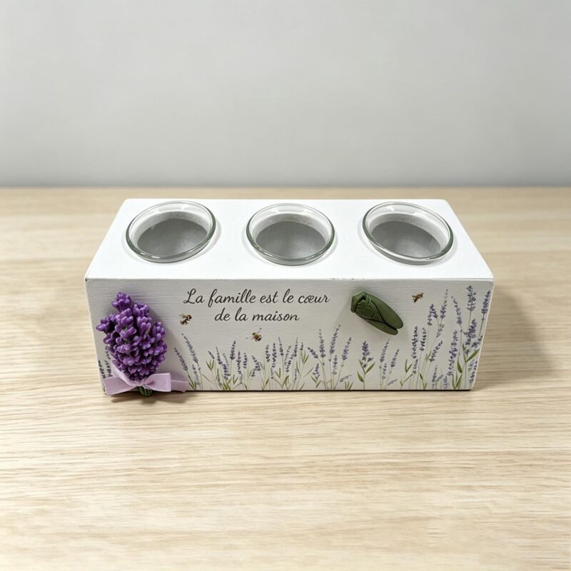 Triple‑cup Wooden Tealight Holder - Kitchen & Dinin...