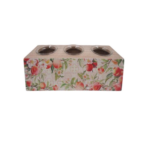 Triple‑cup Wooden Tealight Holder - Kitchen & Dinin...