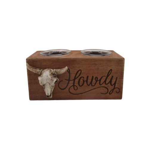 Wooden Double Tealight Holder - Farmhouse & Country -...