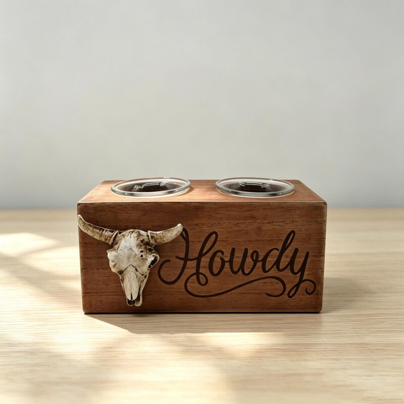 Wooden Double Tealight Holder - Farmhouse & Country -...