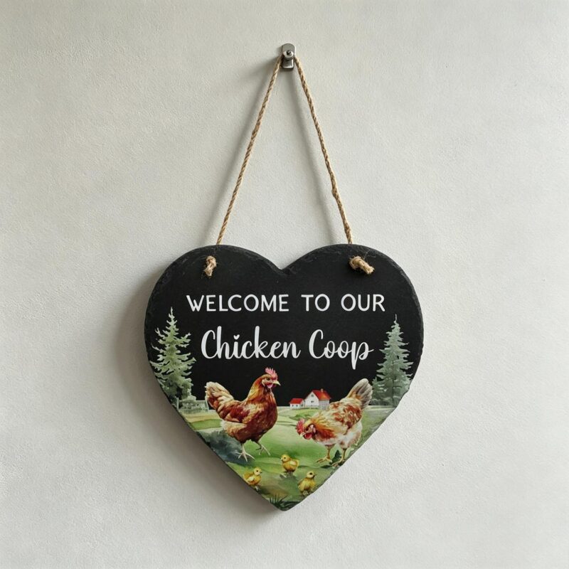 Heart‑Shaped Slate Hanging Plaque - Farmhouse & Country - life-deco.com