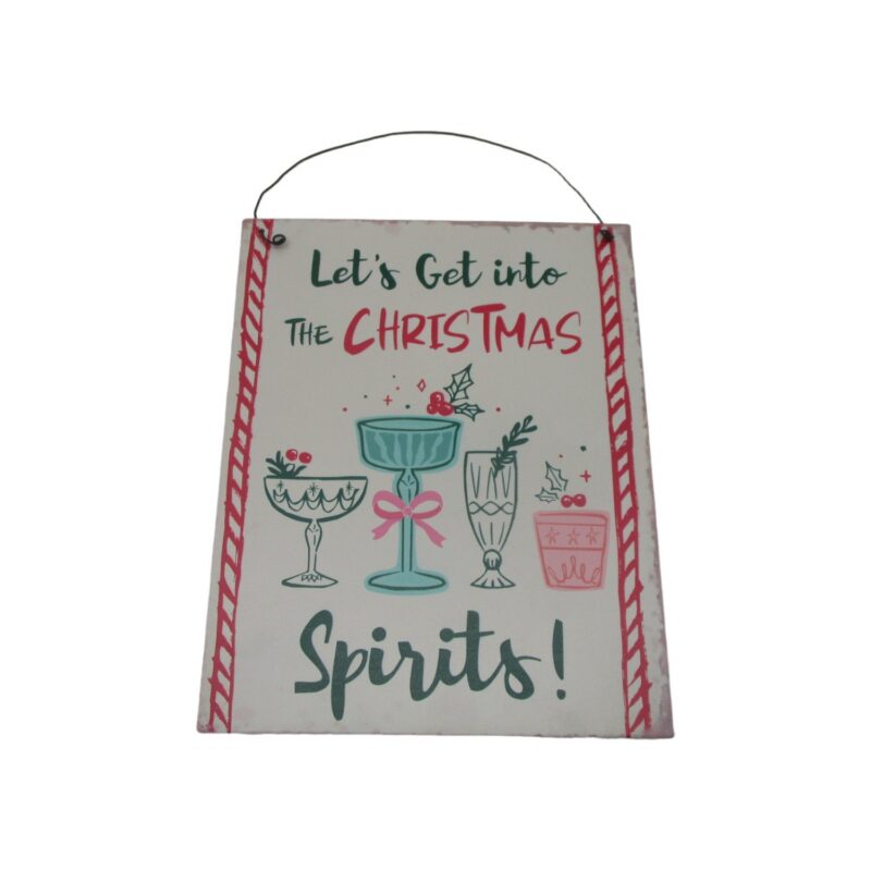 Square Christmas Cocktail Metal Hanging Plaque - Christma...