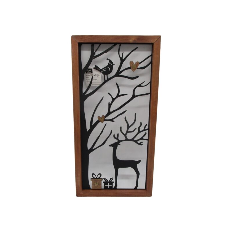 Wood-Framed Metal Deer Wall Art - Christmas - life-deco.com