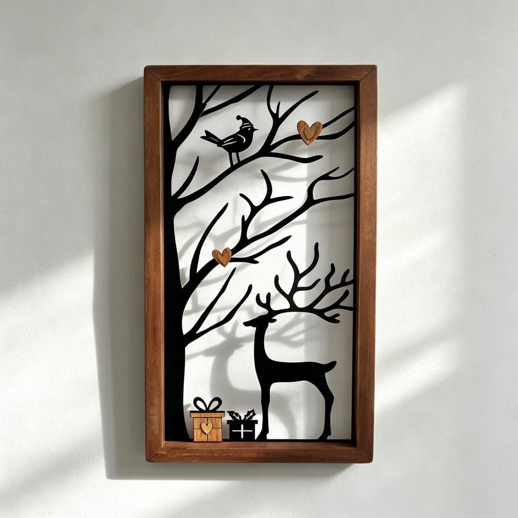 Wood-Framed Metal Deer Wall Art - Christmas - life-deco.com