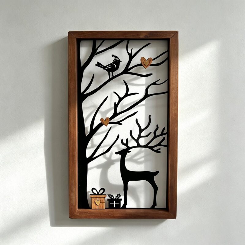 Wood-Framed Metal Deer Wall Art - Christmas - life-deco.com