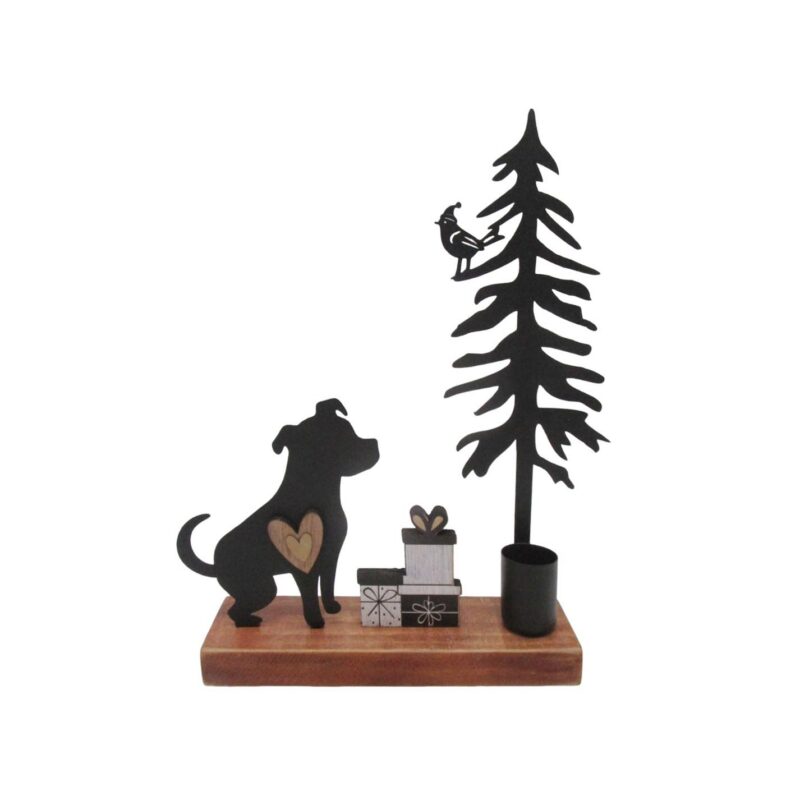 Metal Dog & Christmas Tree Tabletop Candle Holder - Christmas - life-deco.com