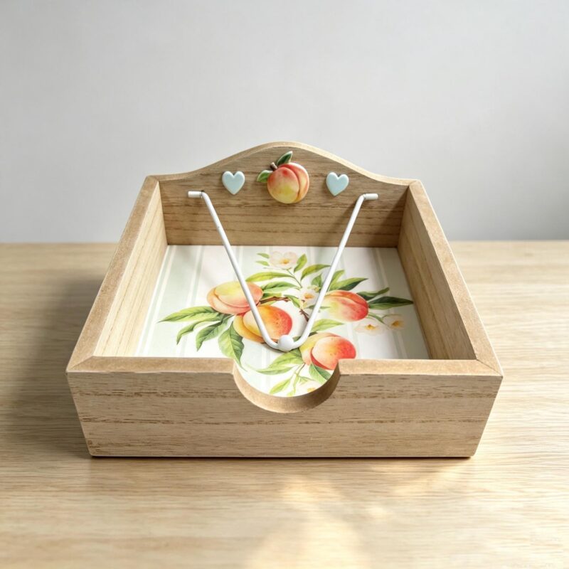 Wooden Peach‑Decor Napkin Holder - Kitchen & Dining...