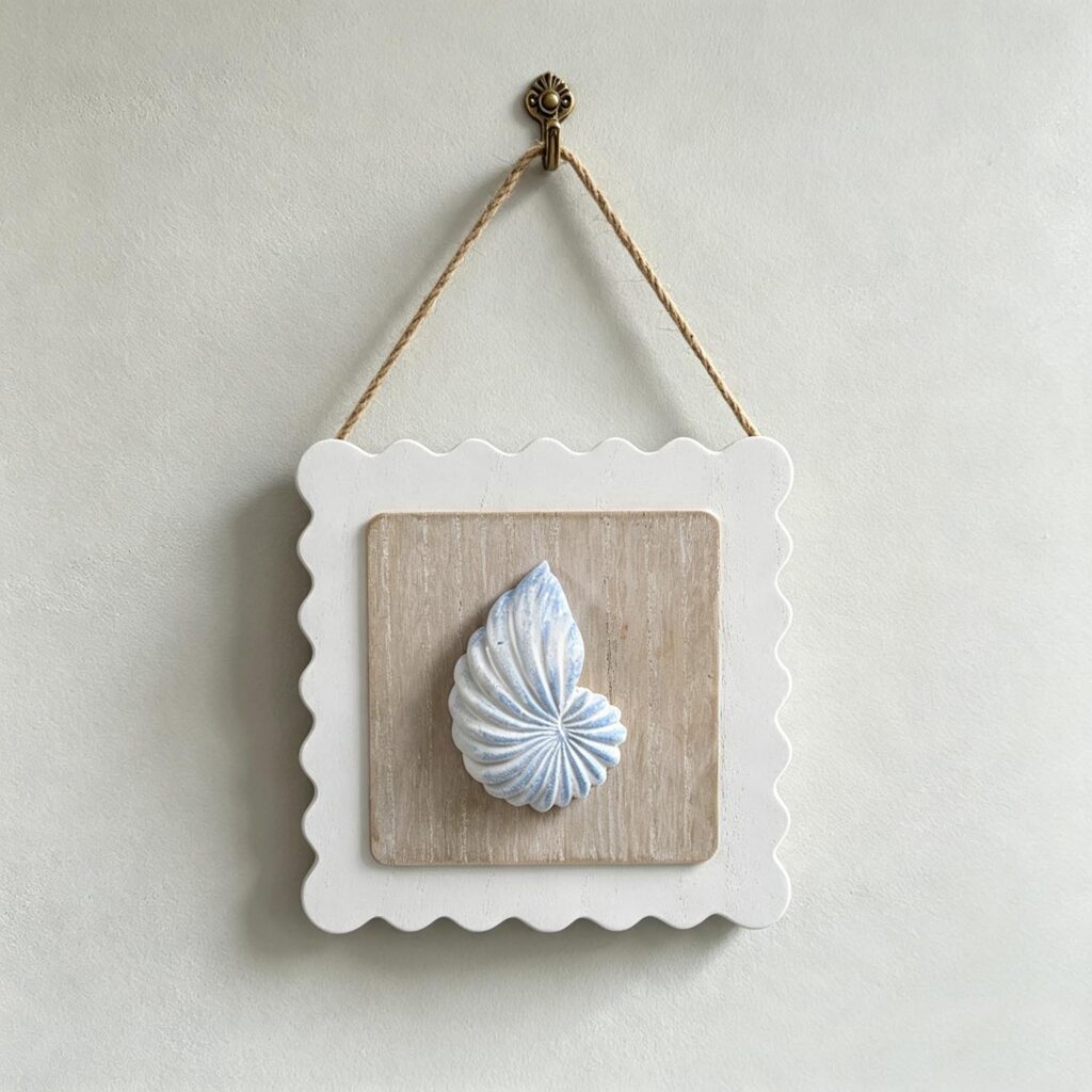 Distressed Nautilus Shell Hanging Wall Plaque - Coastal (...