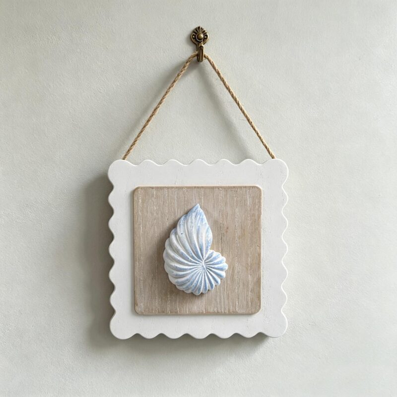 Distressed Nautilus Shell Hanging Wall Plaque - Coastal (...