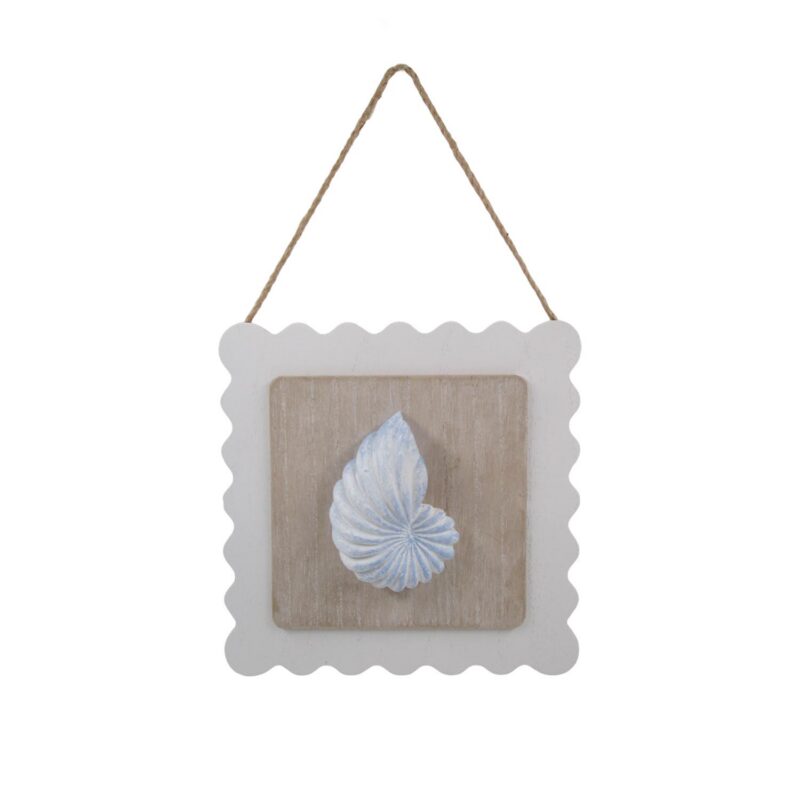 Distressed Nautilus Shell Hanging Wall Plaque - Coastal (...