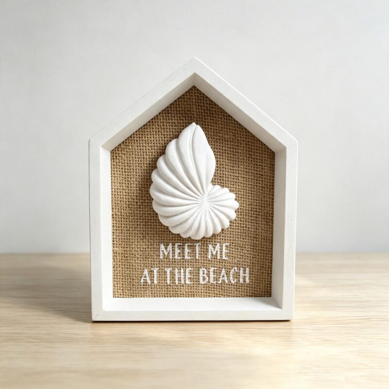 House‑Shaped Shadow‑Box Shell Tabletop Decor - Coasta...