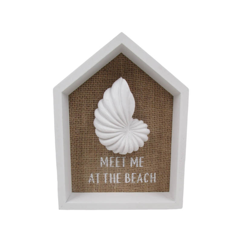 House‑Shaped Shadow‑Box Shell Tabletop Decor - Coasta...