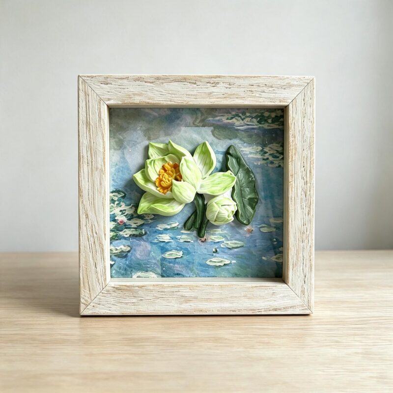 3D Green‑Lotus Shadow‑Box Frame - Garden Décor - life-deco.com