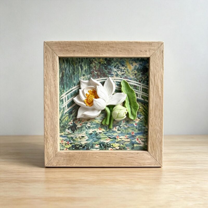 3D White‑Lotus Shadow‑Box Frame - Garden Décor - lif...