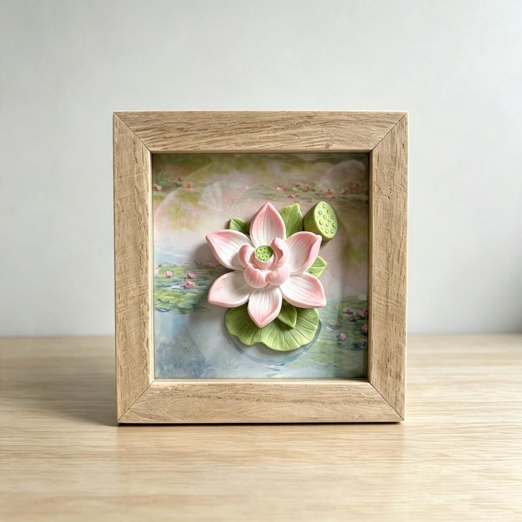 3D Pink‑Lotus Shadow‑Box Frame - Garden Décor - life...