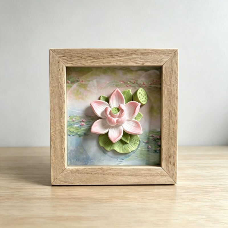 3D Pink‑Lotus Shadow‑Box Frame - Garden Décor - life-deco.com