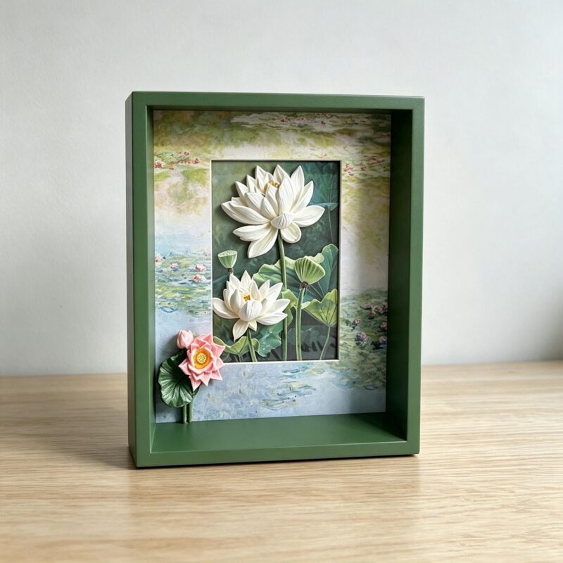 Moldura 3D Lotus Shadow-Box - Decoração de jardim - life-deco.com