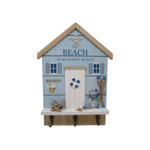Wooden Key‑Holder Wall Plaque - Coastal (Summer) - life...
