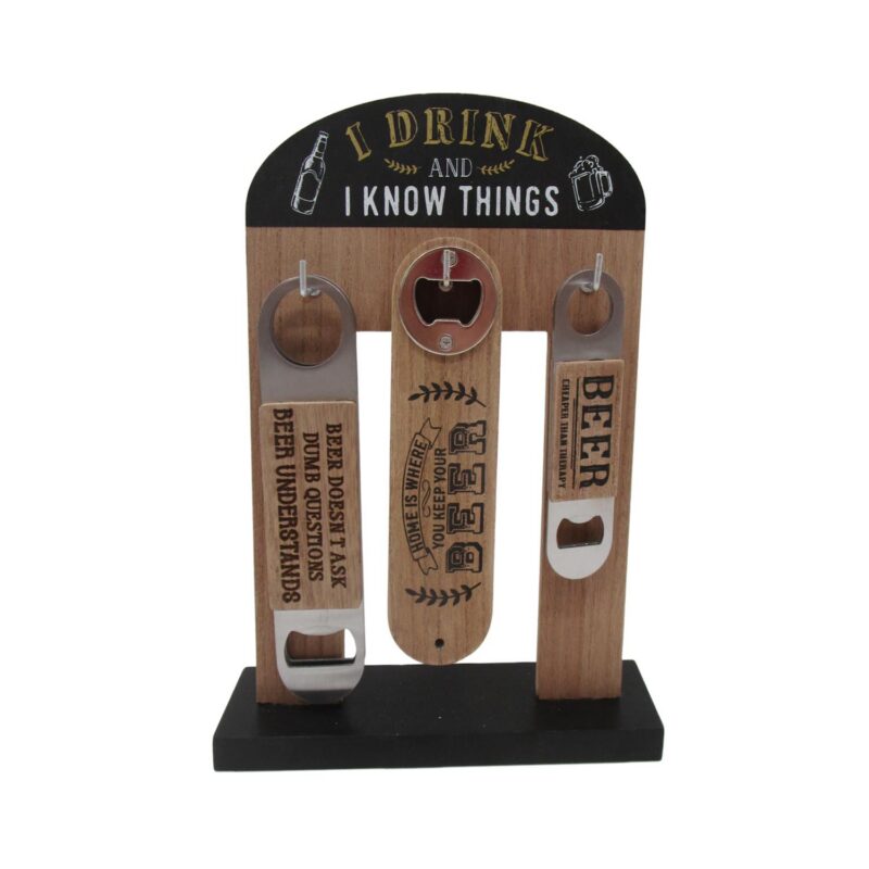 Wooden Bottle Opener Display Stand Set - Kitchen & Di...