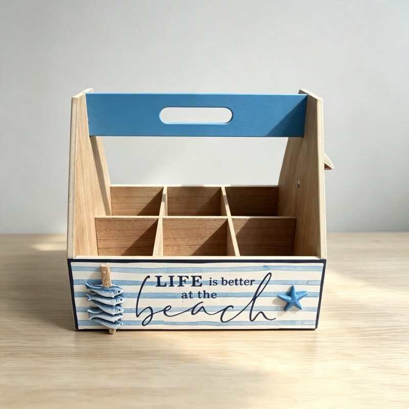 Wooden Divided Storage Box - Coastal (Summer) - life-deco.com