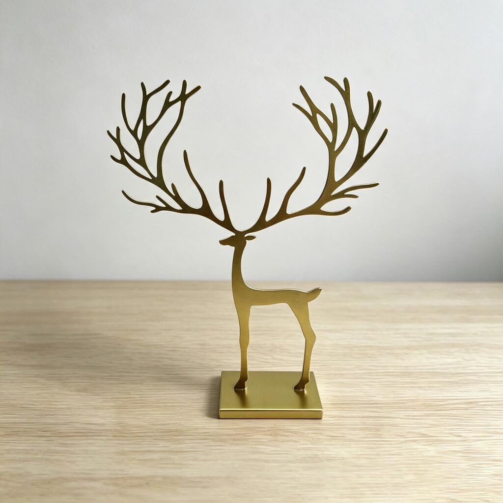 Golden Metal Reindeer Tabletop Ornament - Christmas - lif...