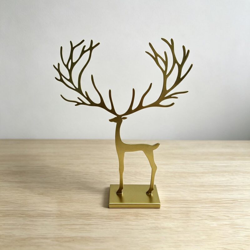 Golden Metal Reindeer Tabletop Ornament - Christmas - lif...